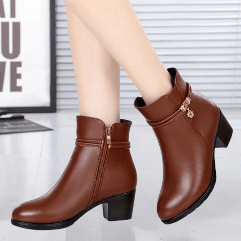 Women's Bottines en Suédine à Fermeture Éclair Latérale
