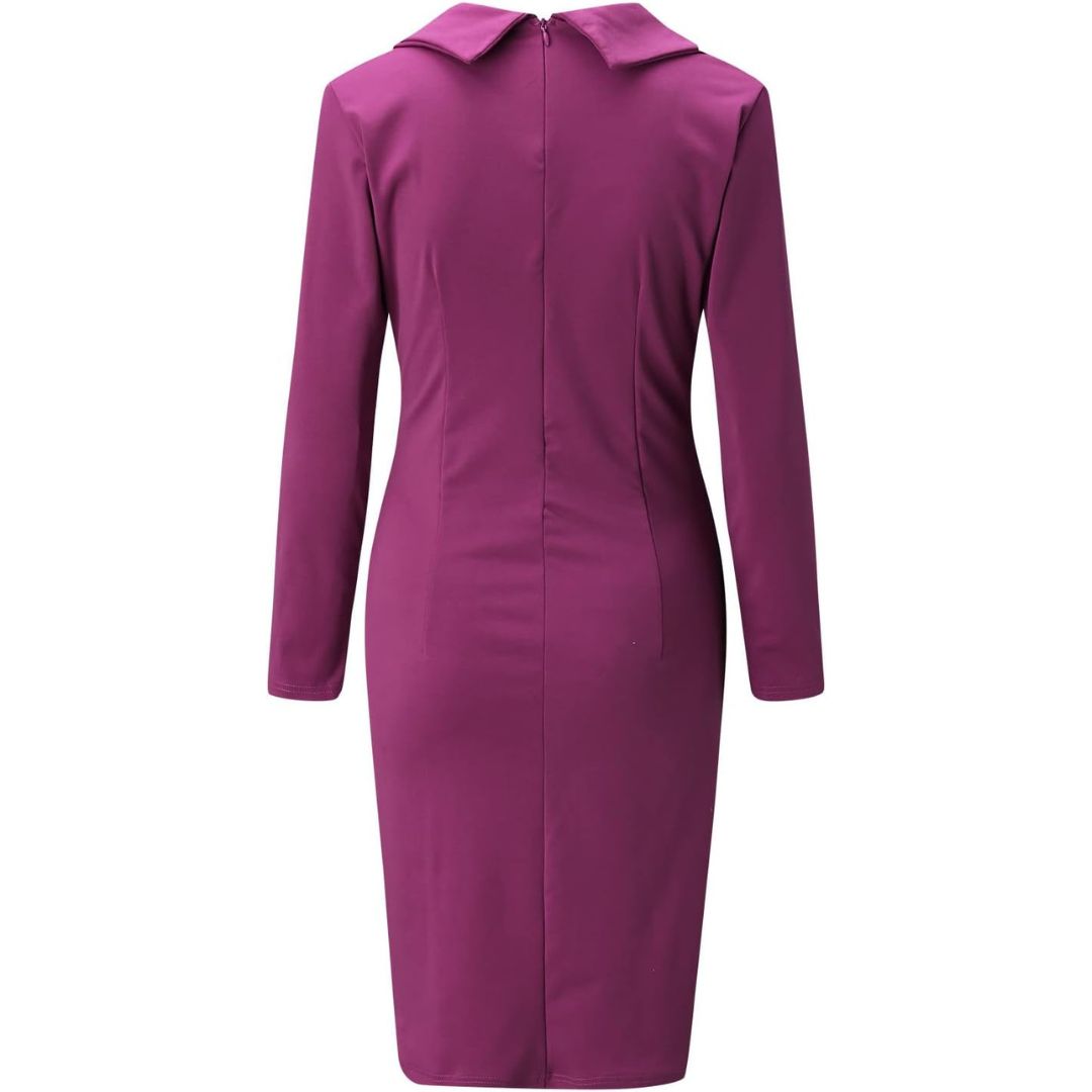 Femmes Robe Blazer Ajustée à Fermeture Boutonnée et Manches Longues