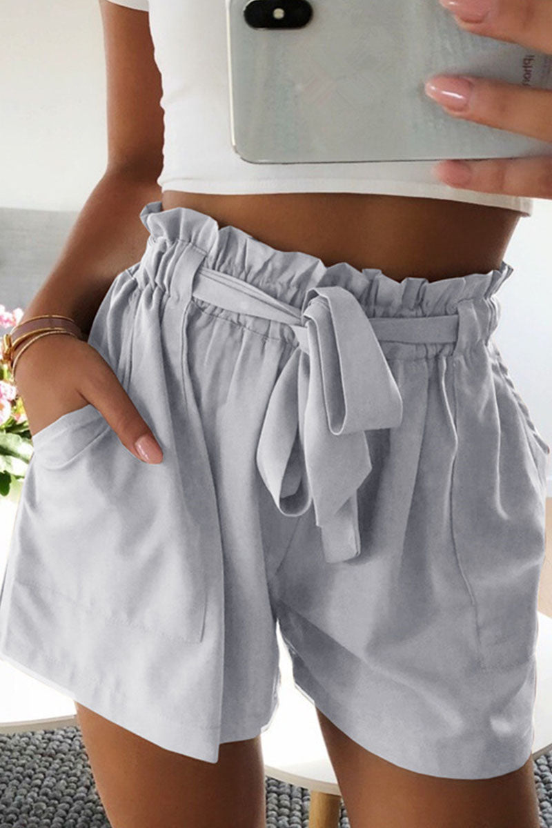 Short Décontracté Uni pour Femme – Coupe Fluide avec Ceinture