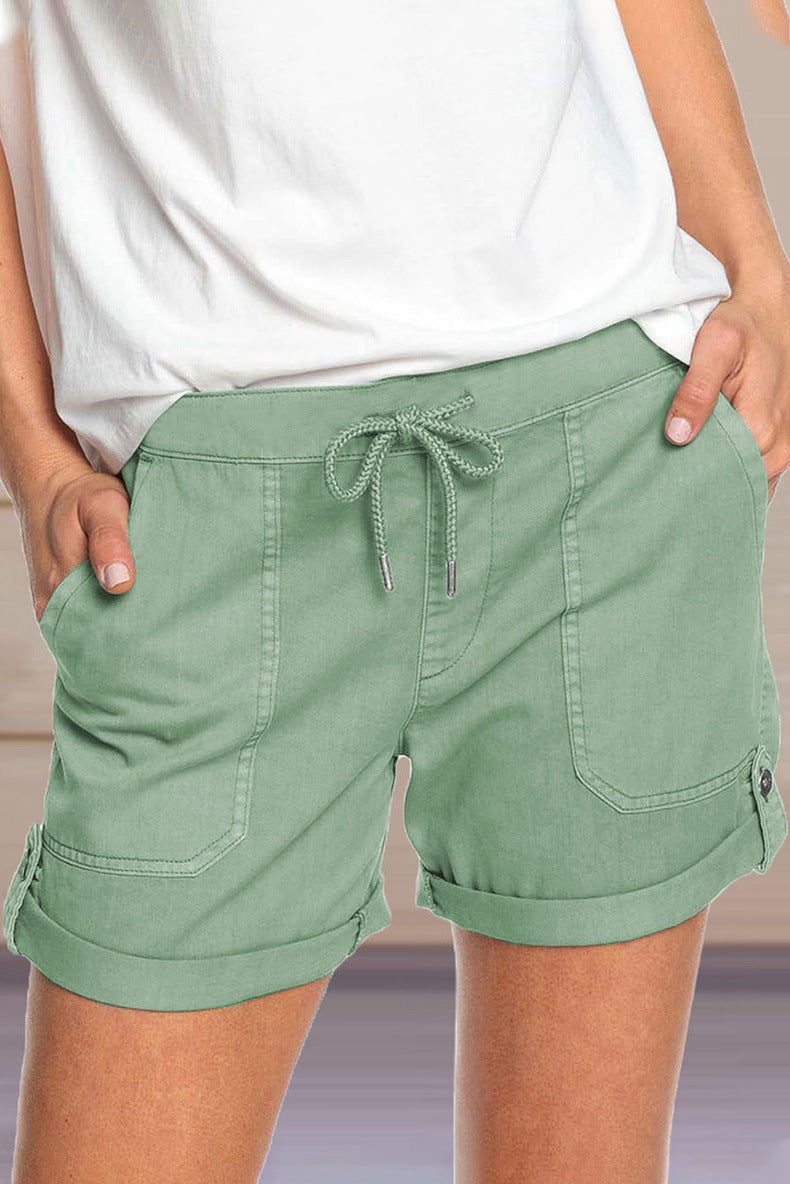 Short Décontracté pour Femme – Taille Cordon et Ourlet Revers