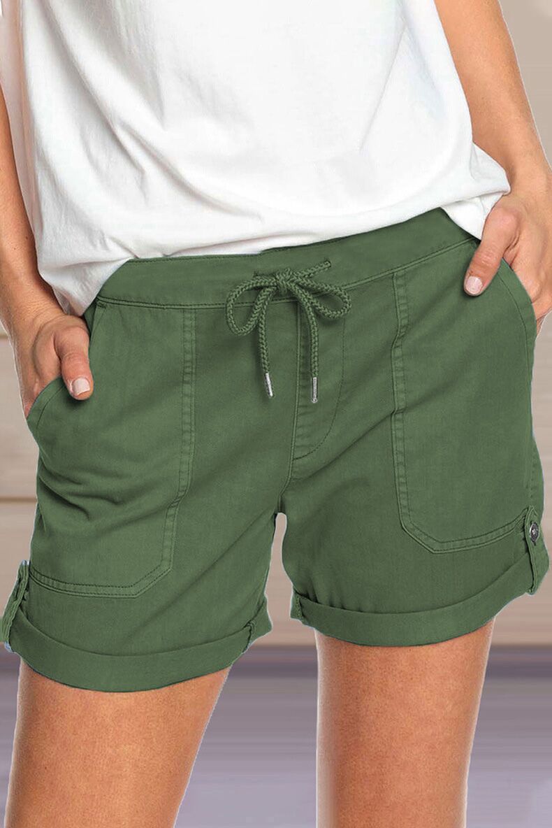 Short Décontracté pour Femme – Taille Cordon et Ourlet Revers