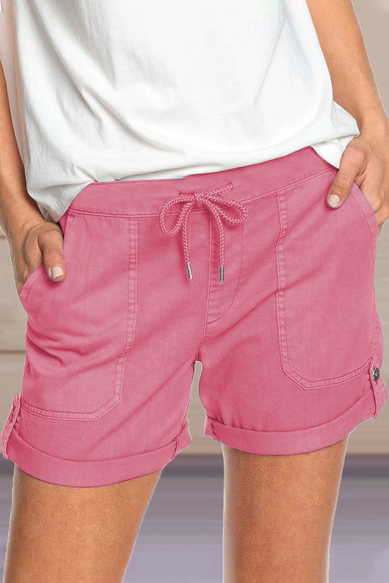 Short Décontracté pour Femme – Taille Cordon et Ourlet Revers