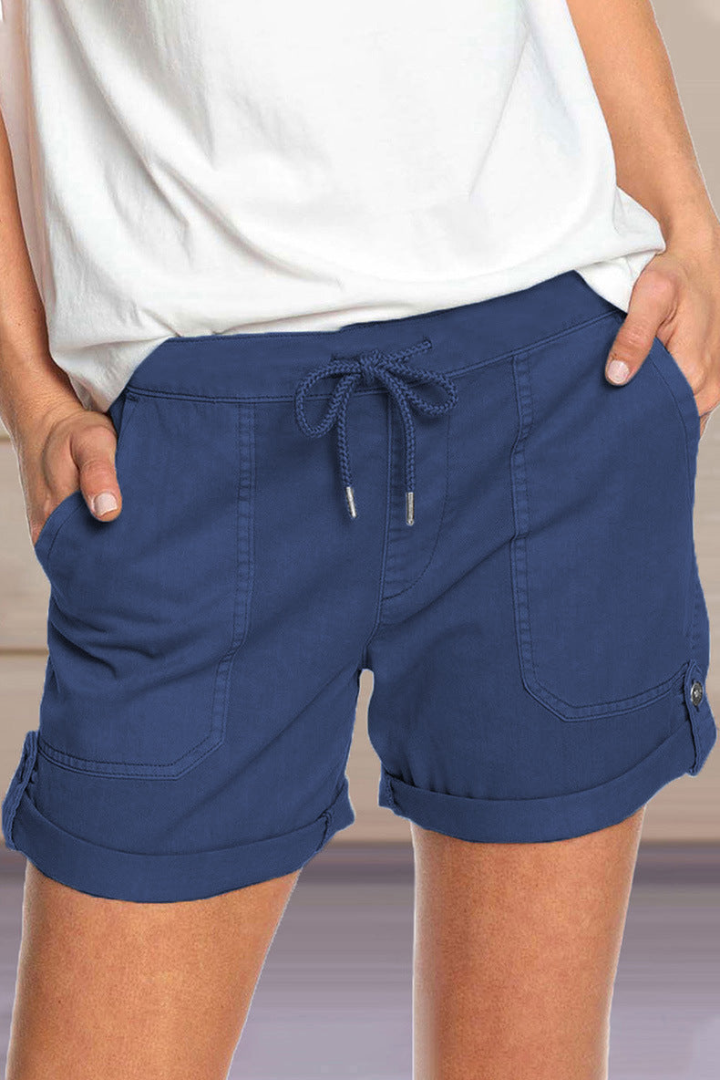 Short Décontracté pour Femme – Taille Cordon et Ourlet Revers