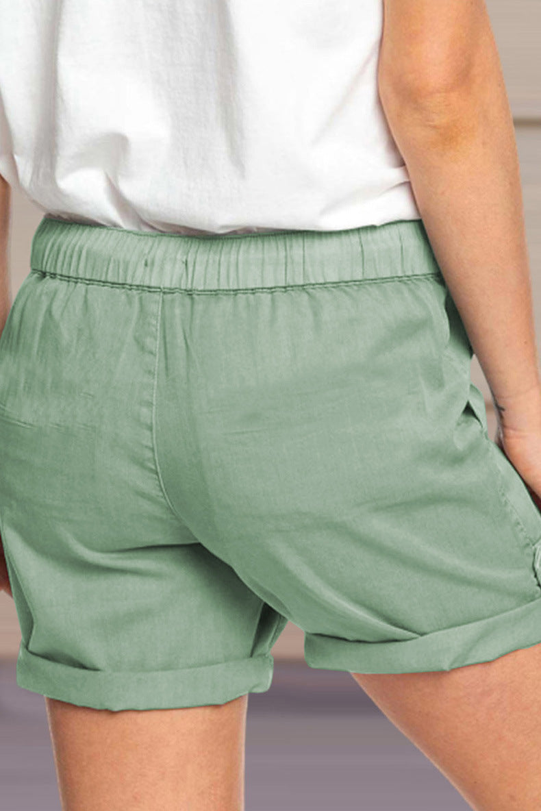 Short Décontracté pour Femme – Taille Cordon et Ourlet Revers