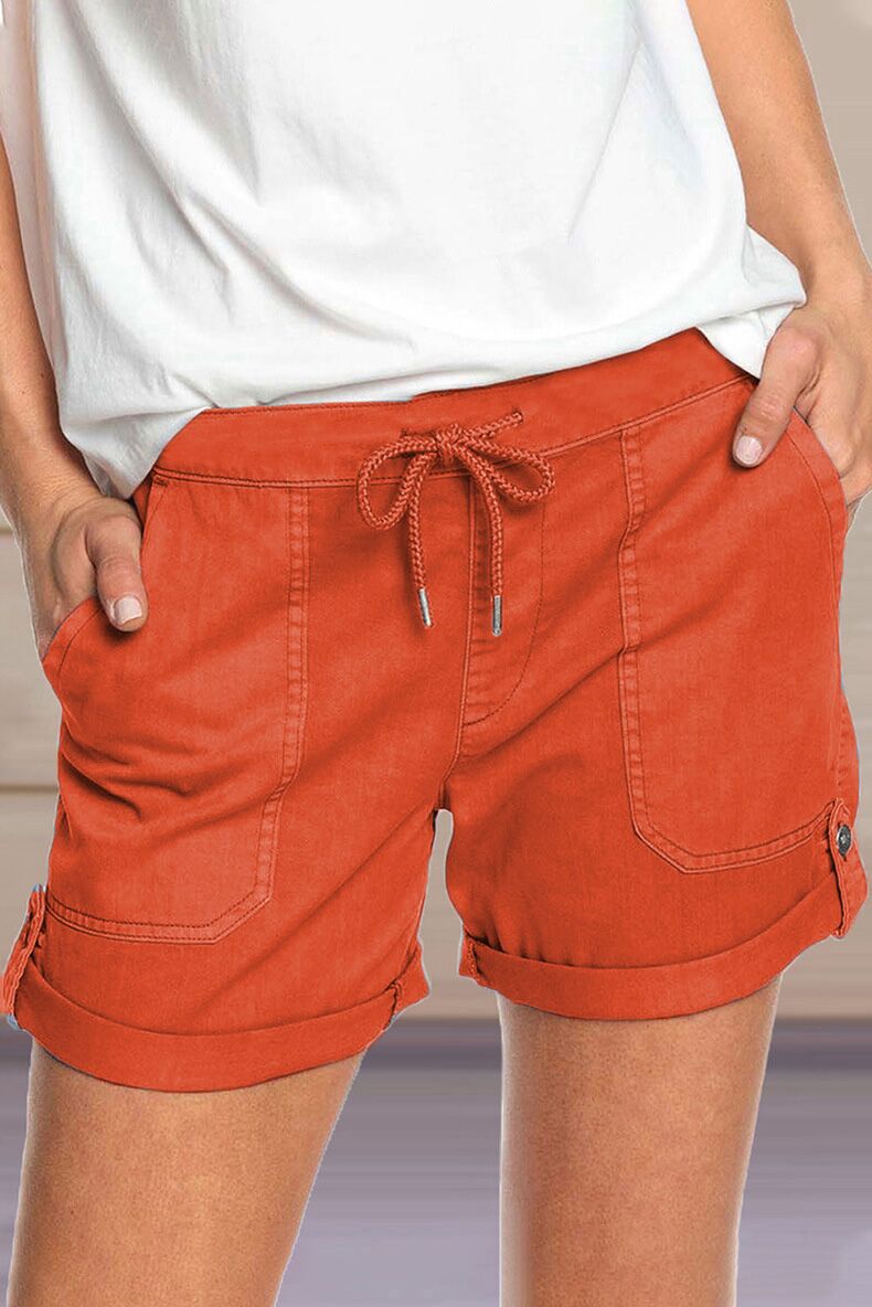 Short Décontracté pour Femme – Taille Cordon et Ourlet Revers