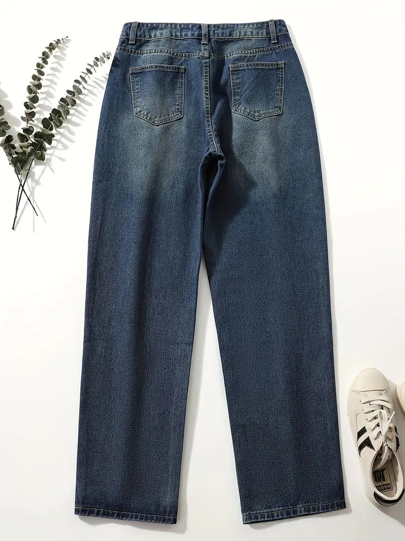 Jean ample taille haute décontracté pour femme