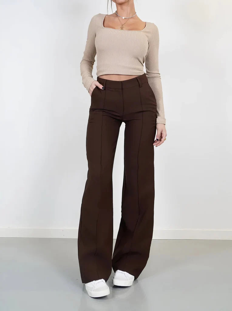 Élina – Pantalon Élégant à Jambe Large