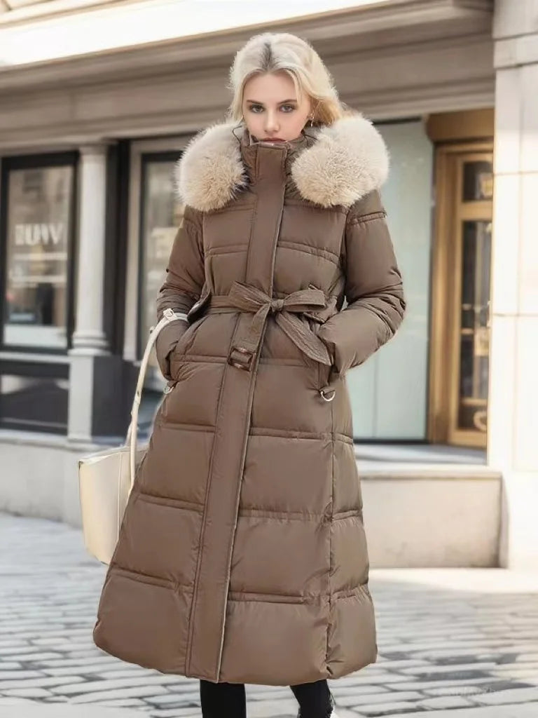 Femme Parka Longue Décontractée et Luxueuse pour l’Hiver