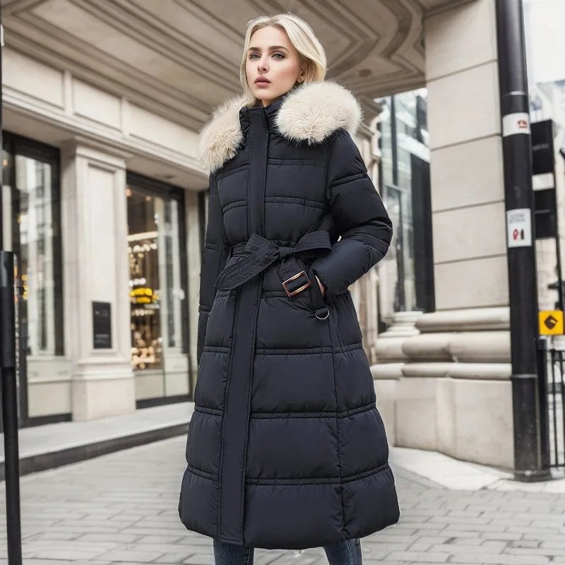 Femme Parka Longue Décontractée et Luxueuse pour l’Hiver