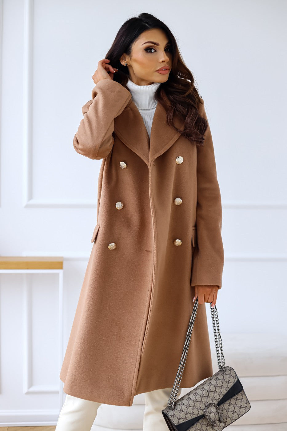 Veste Cintrée pour Femmes à Col Revers et Double Boutonnage, Manches Longues