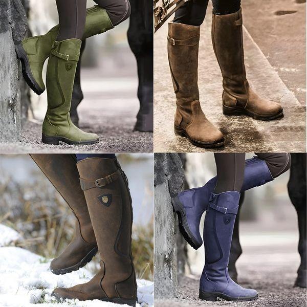 Women's Bottes d’Hiver Hautes en Cuir Imperméable