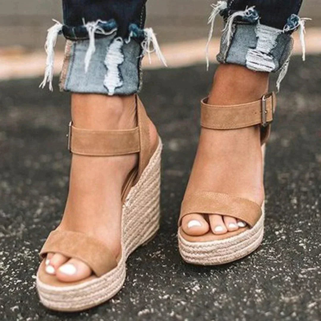 Sandales Espadrilles pour Femmes avec Talon Compensé et Bride Réglable