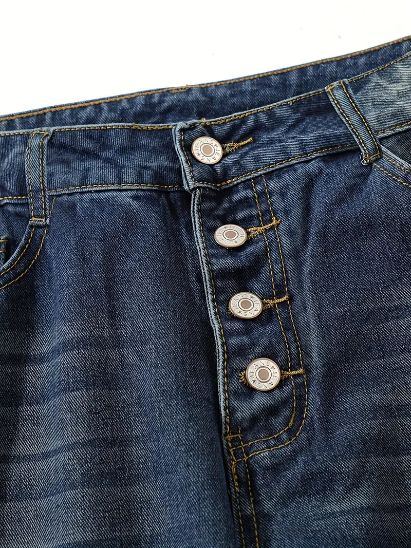 Jean ample taille haute décontracté pour femme