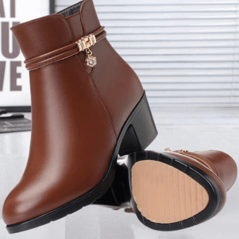 Women's Bottines en Suédine à Fermeture Éclair Latérale