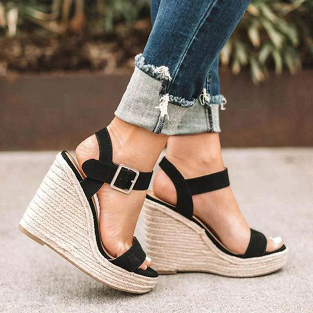 Sandales Espadrilles pour Femmes avec Talon Compensé et Bride Réglable