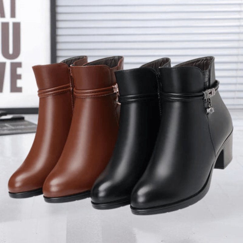 Women's Bottines en Suédine à Fermeture Éclair Latérale