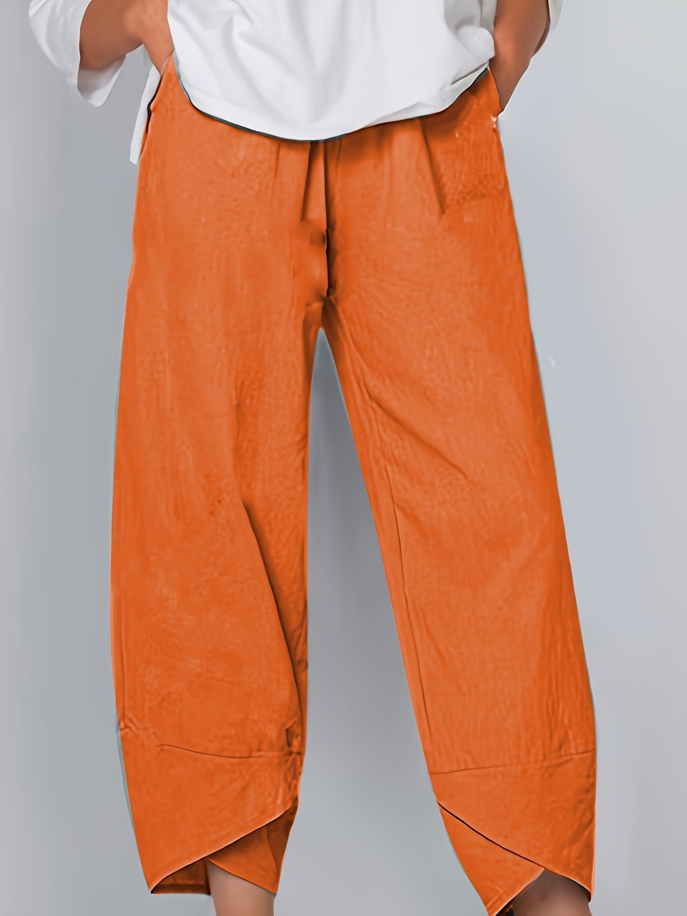 Pantalon culotte ample à taille élastique et tissu léger