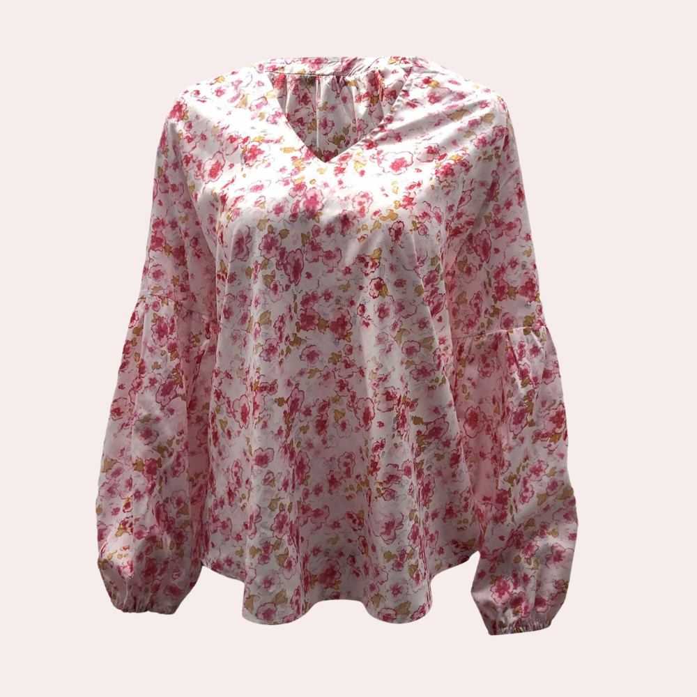 Blouse Femme Fleurie Légère – Manches Longues et Col en V