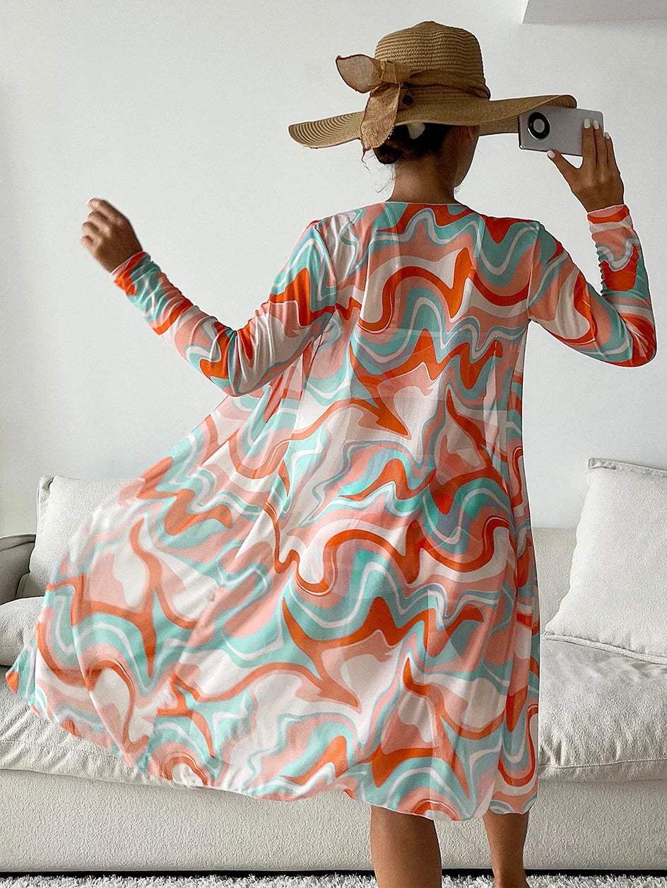 Pour femme - Ensemble 3 pièces de plage avec cardigan long transparent