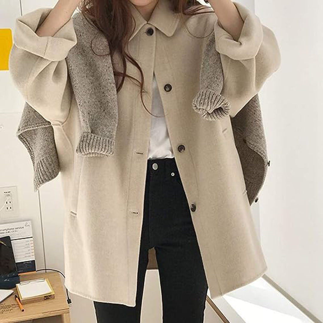 Manteau Confortable à Boutonnage pour Femme – Coupe Décontractée Mi-Longue