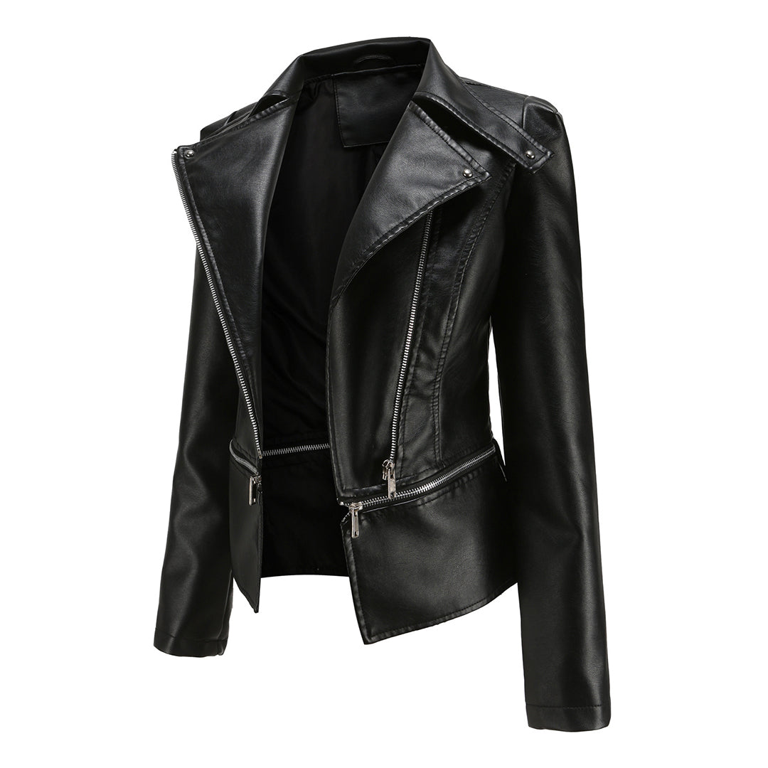 Isabelle Veste Biker Robuste en Similicuir