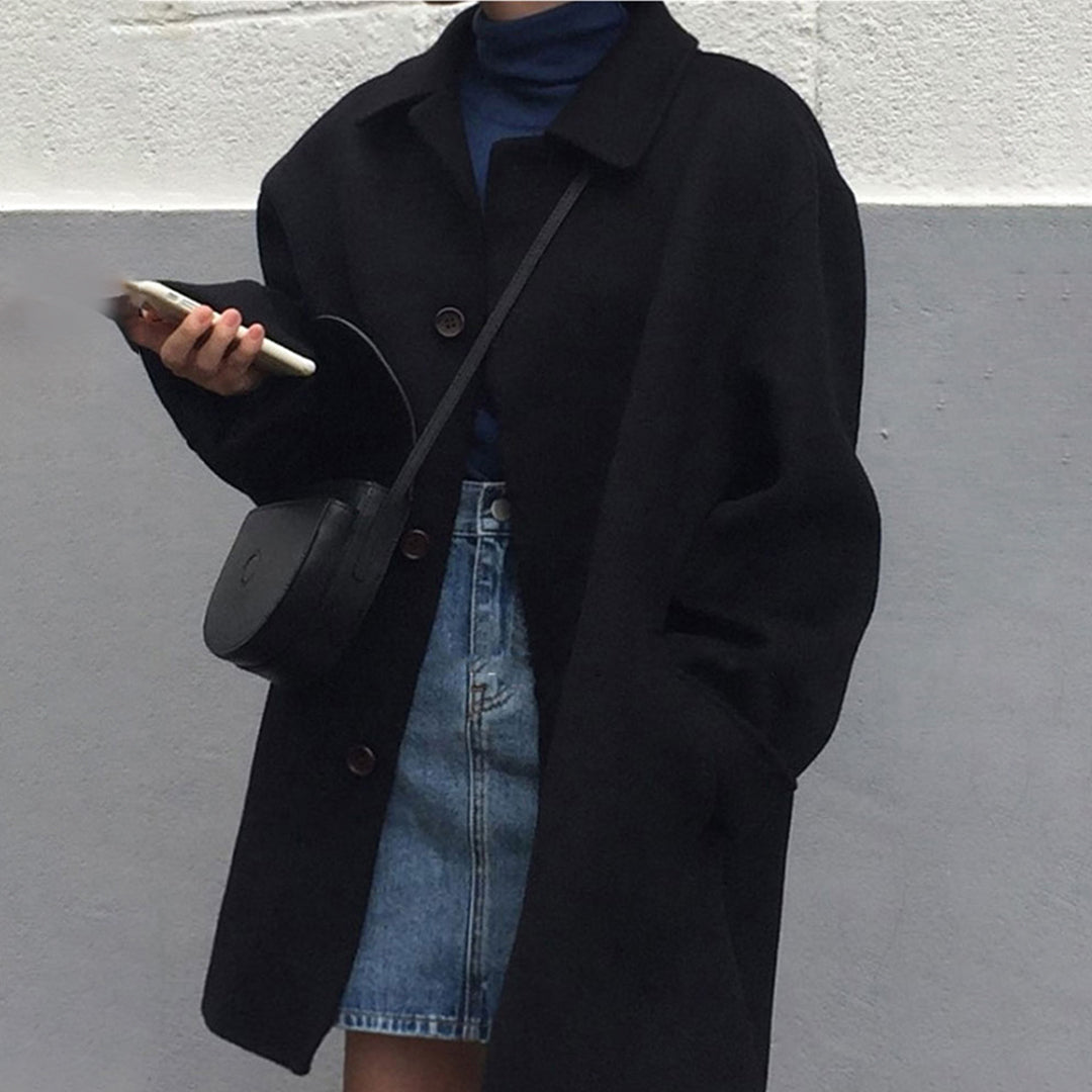Manteau Confortable à Boutonnage pour Femme – Coupe Décontractée Mi-Longue