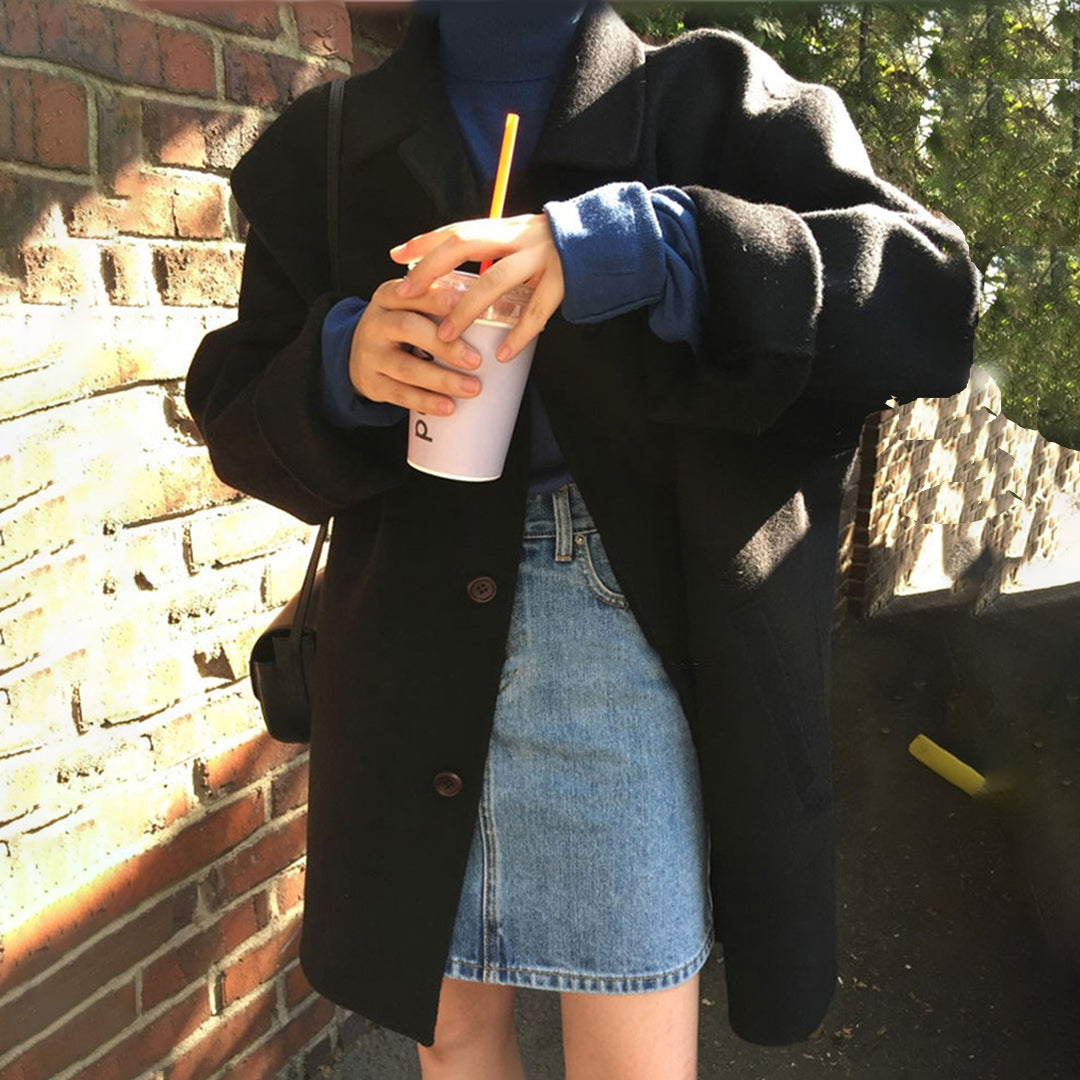 Manteau Confortable à Boutonnage pour Femme – Coupe Décontractée Mi-Longue