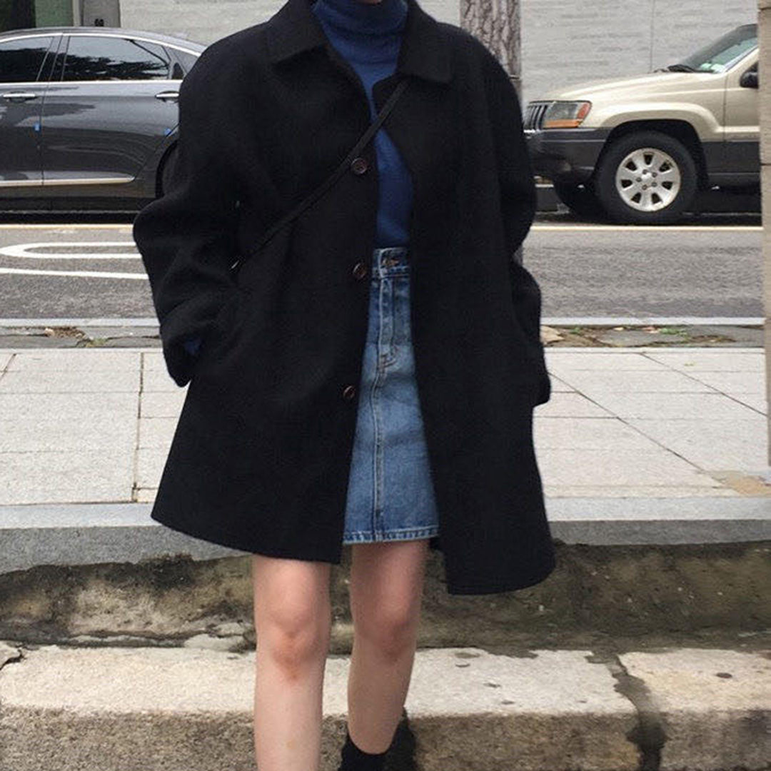 Manteau Confortable à Boutonnage pour Femme – Coupe Décontractée Mi-Longue