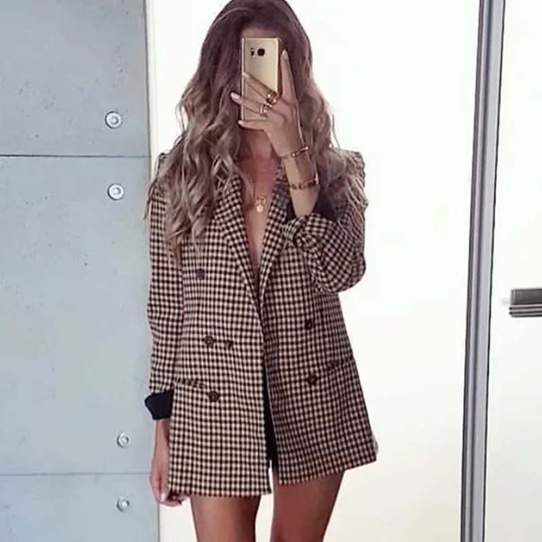 Femme Blazer Classique à Col Revers et Manches Longues
