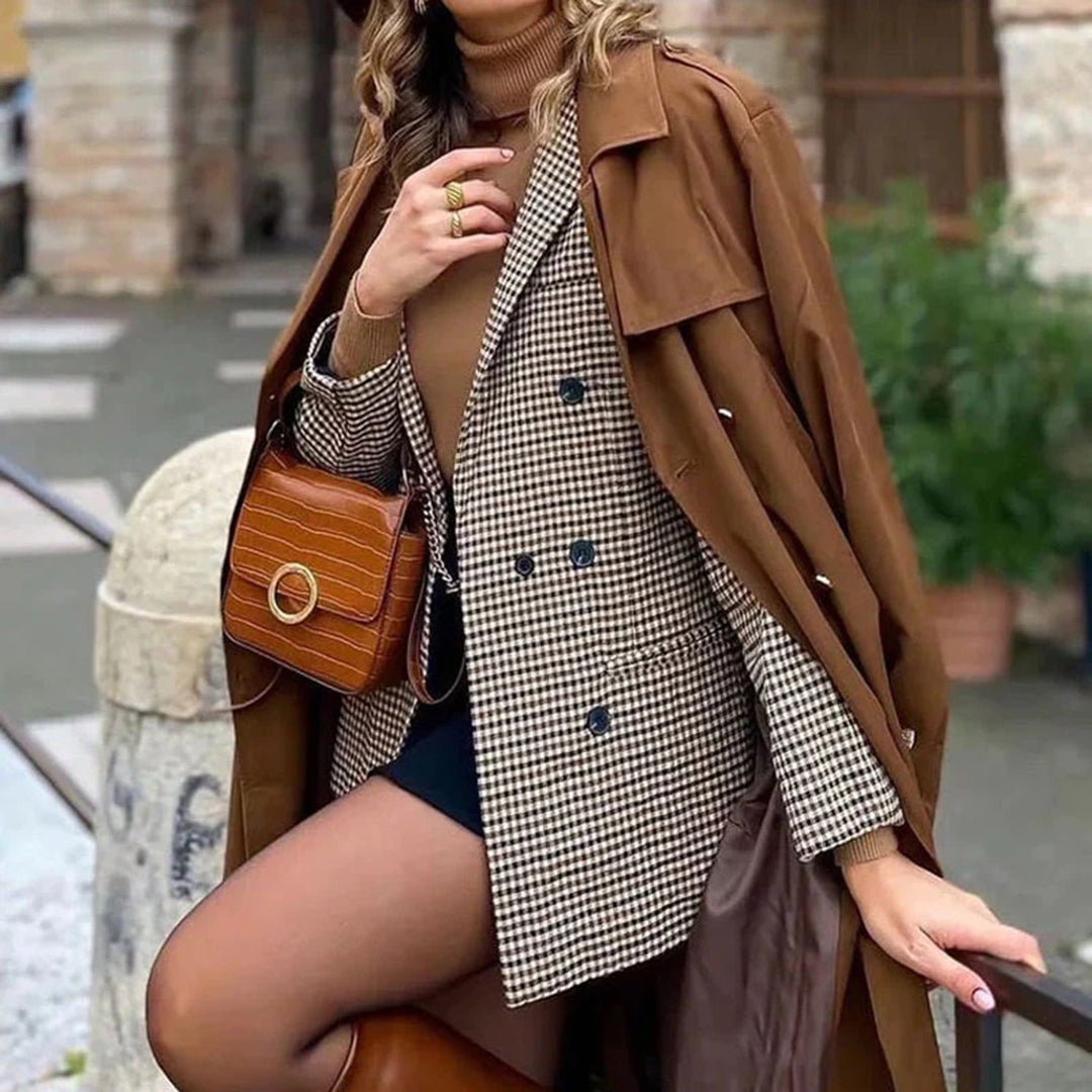Femme Blazer Classique à Col Revers et Manches Longues