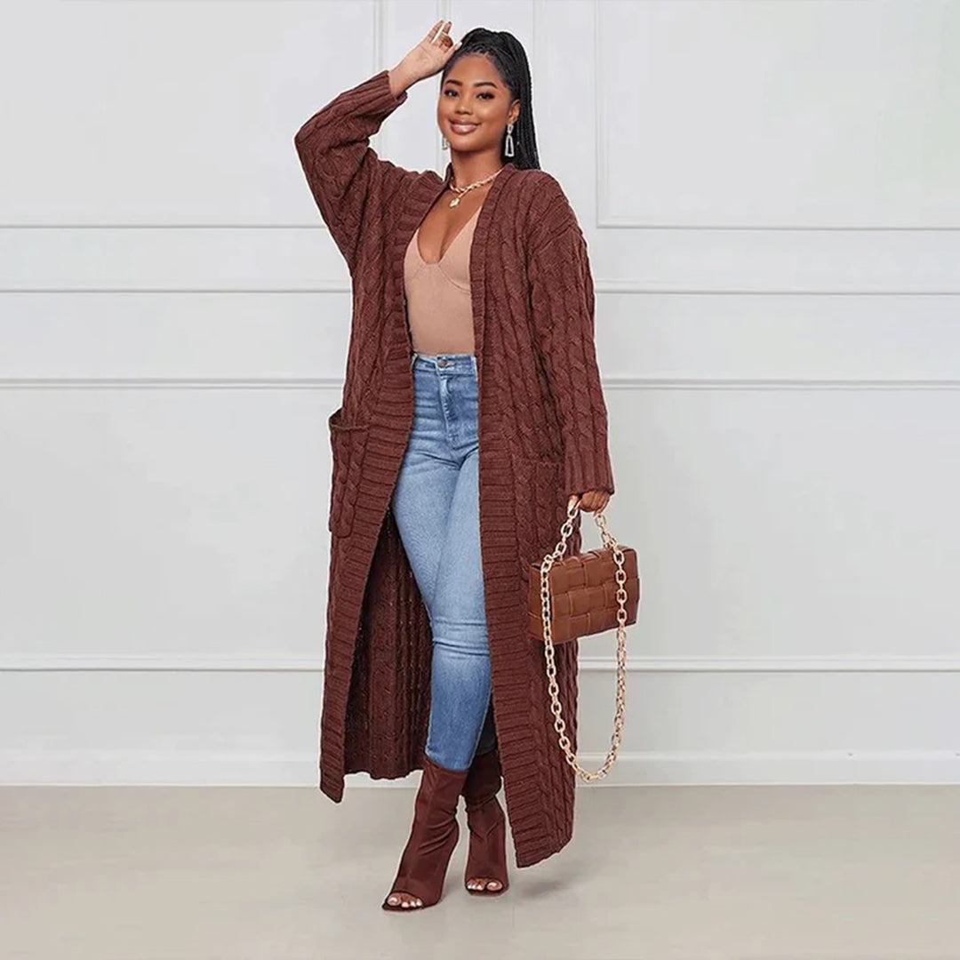 Femme Veste Longue Décontractée à Coupe Fluide et Stylée