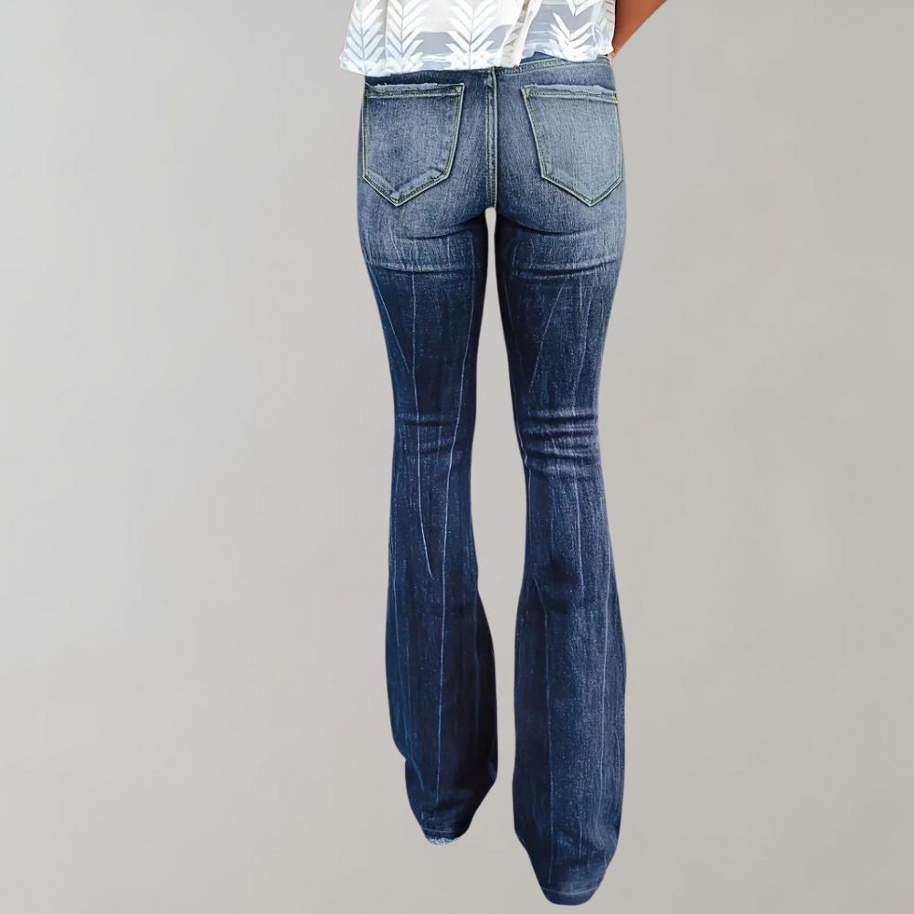 Pantalon évasé déchiré en denim pour femme