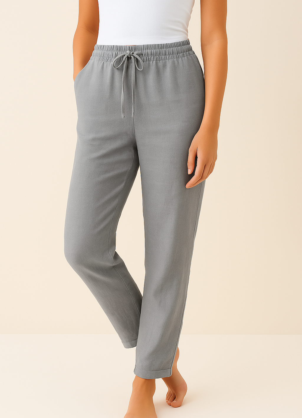 Alba – Pantalon Décontracté en Lin Léger