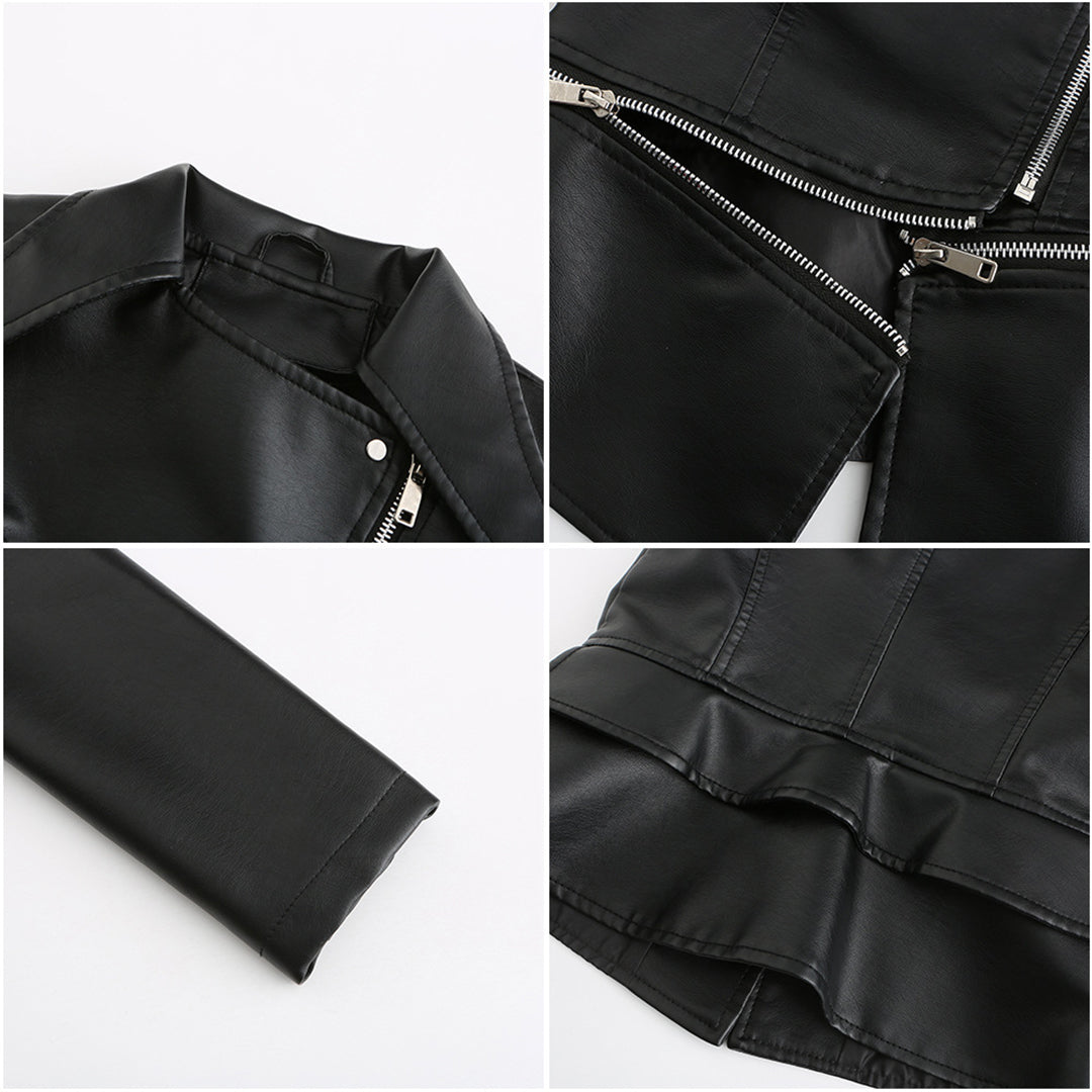 Isabelle Veste Biker Robuste en Similicuir
