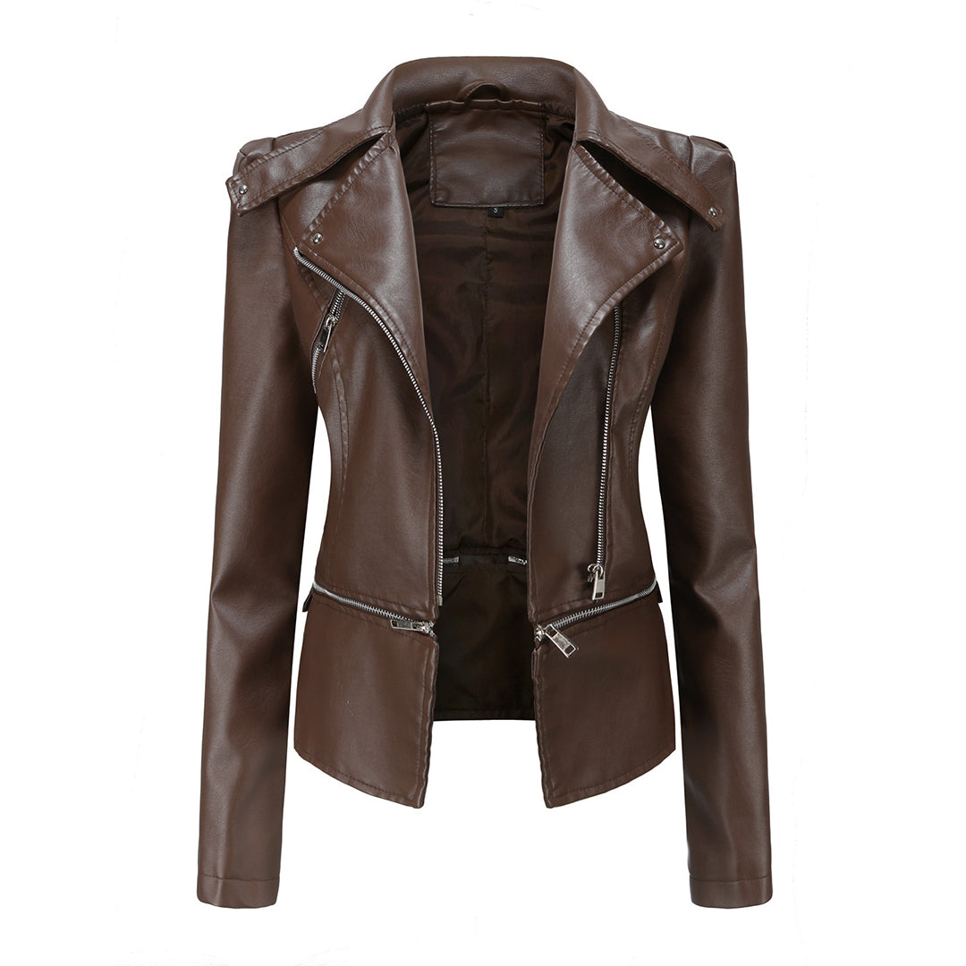 Isabelle Veste Biker Robuste en Similicuir