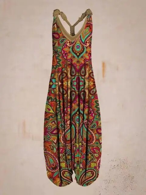 Pour femme - Combinaison bohème à col halter coupe ample style sarouel