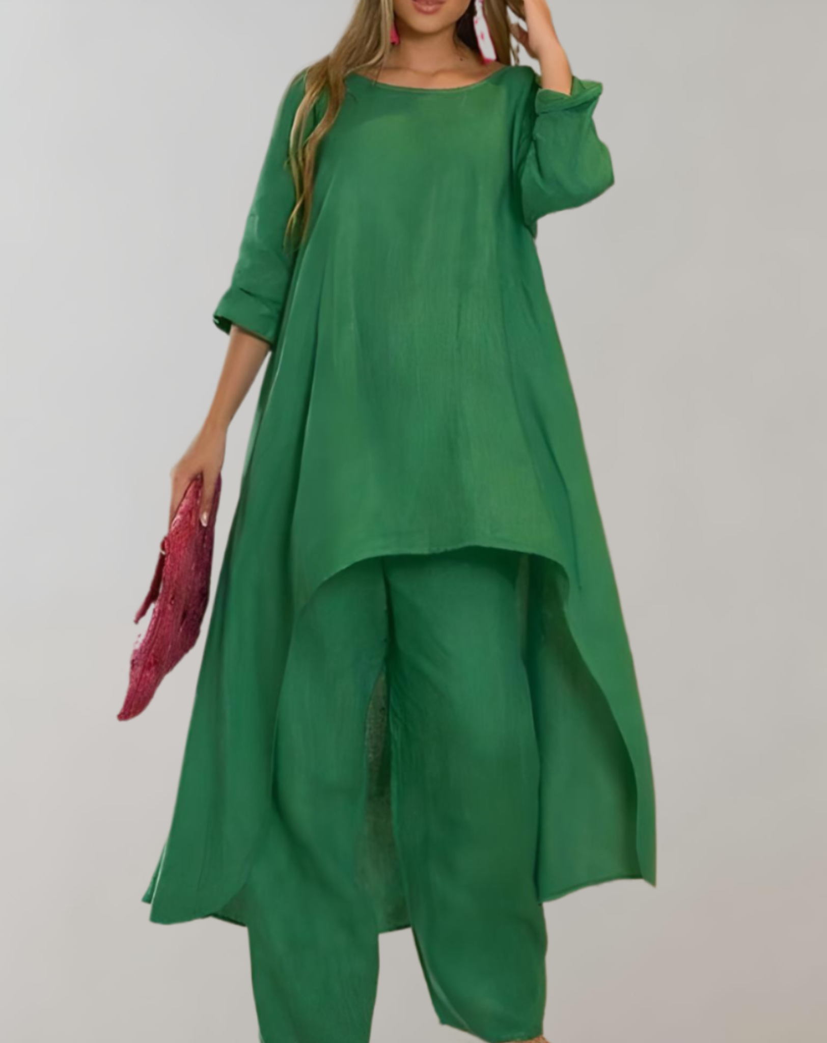 Femmes Ensemble Deux Pièces Légère – Tunique Asymétrique et Pantalon
