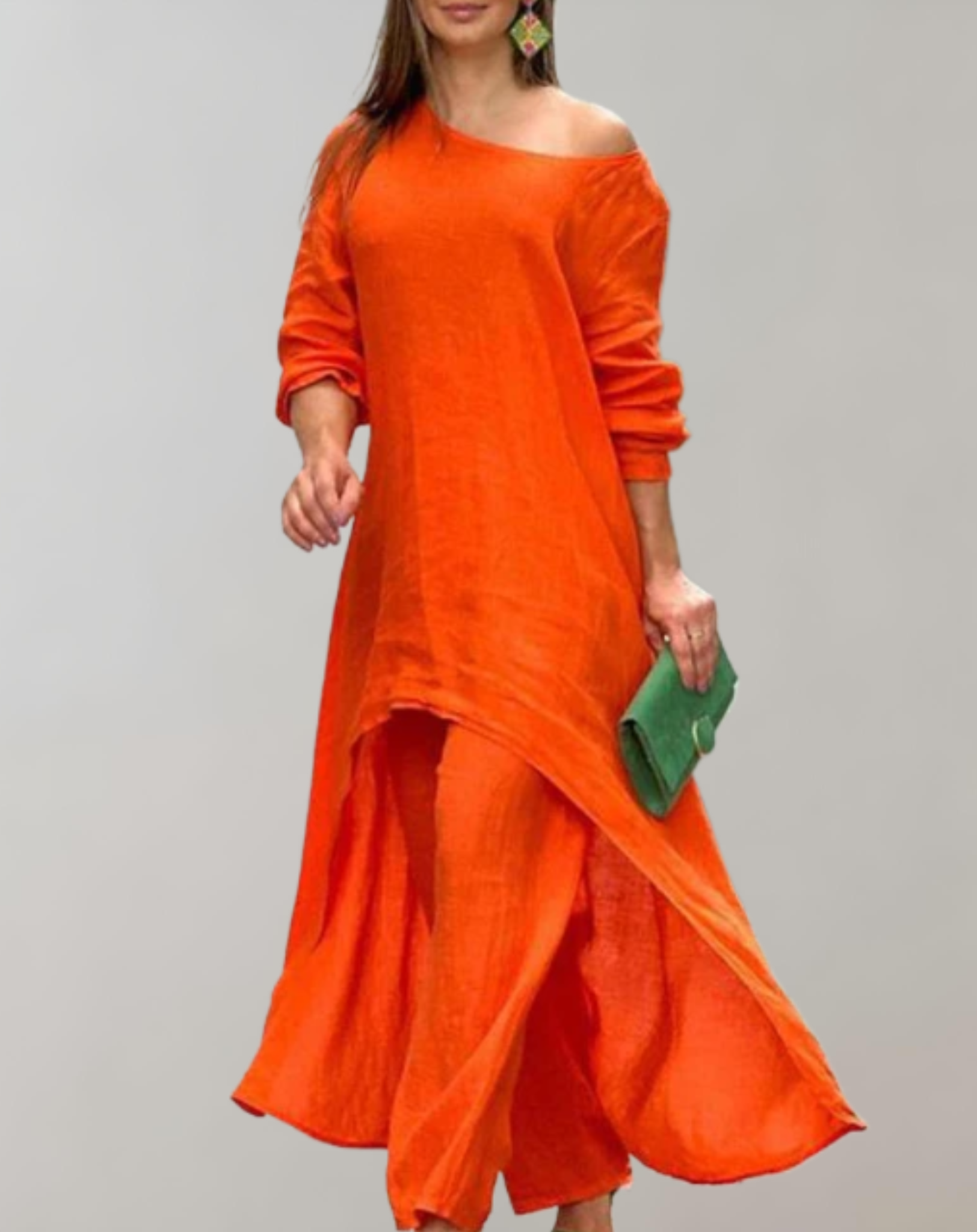Femmes Ensemble Deux Pièces Légère – Tunique Asymétrique et Pantalon