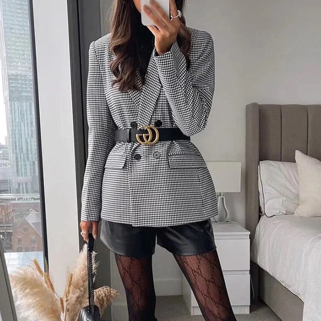 Femme Blazer Classique à Col Revers et Manches Longues