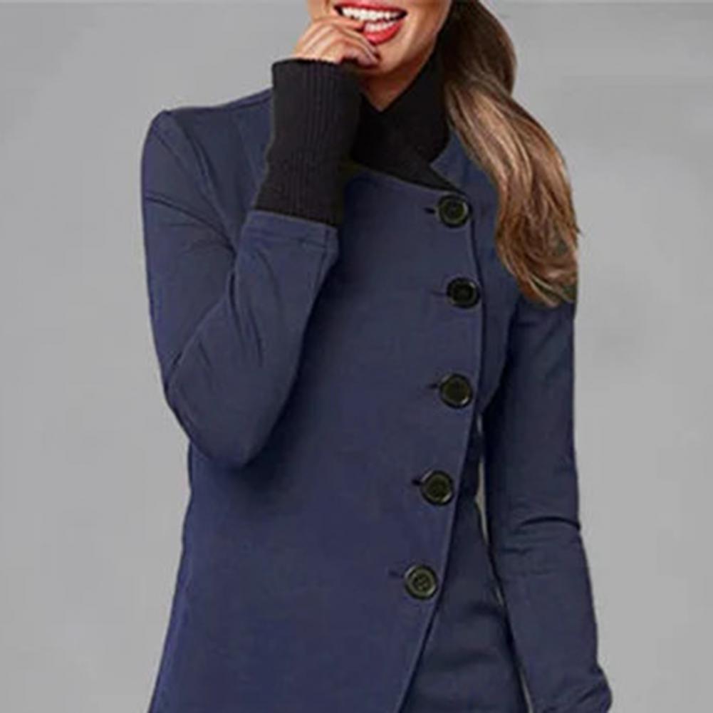 Femme Veste Décontractée à Col Montant avec Fermeture à Boutons