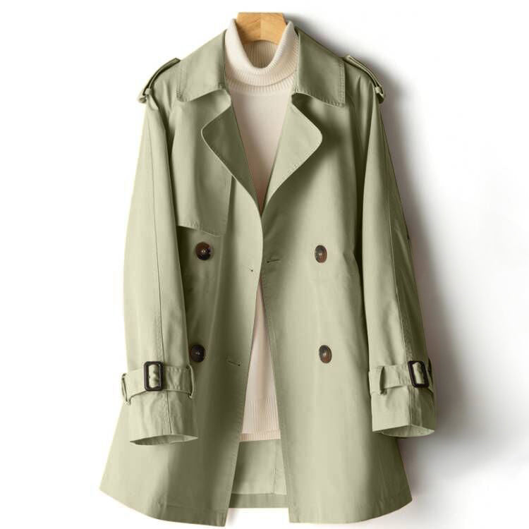 Trench Élégant pour Femmes à Col Revers et Coupe Cintrée