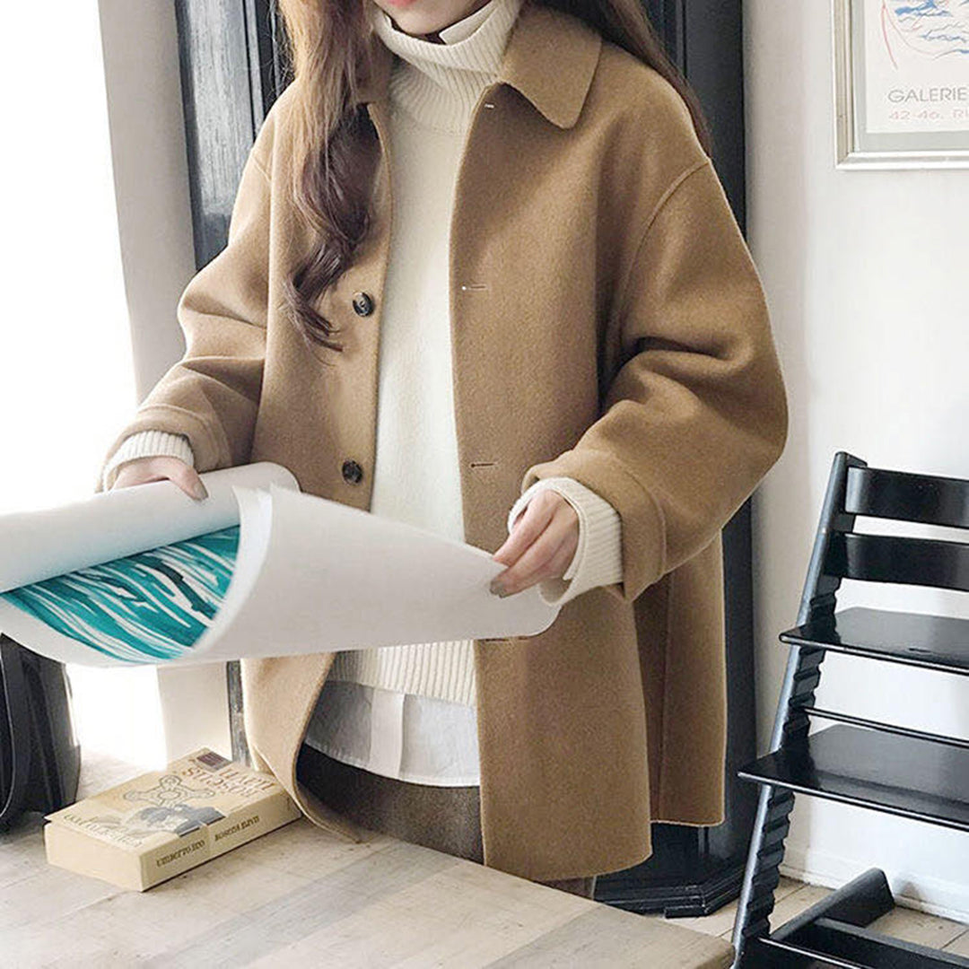 Manteau Confortable à Boutonnage pour Femme – Coupe Décontractée Mi-Longue