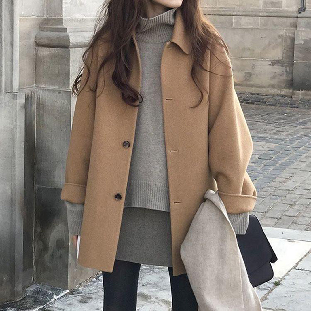 Manteau Confortable à Boutonnage pour Femme – Coupe Décontractée Mi-Longue