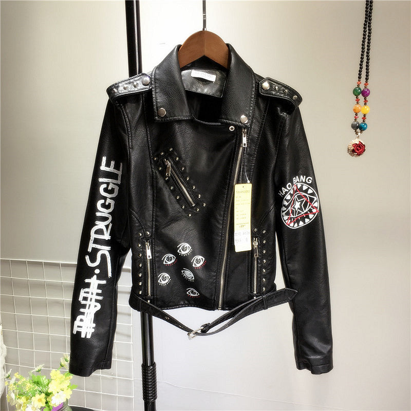 Veste Moderne pour Femme en Similicuir avec Rivets Audacieuxthis