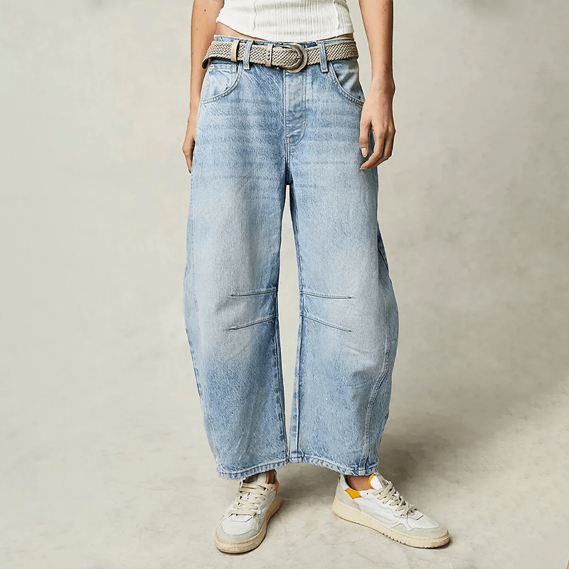Jean taille haute à jambes larges pour femme