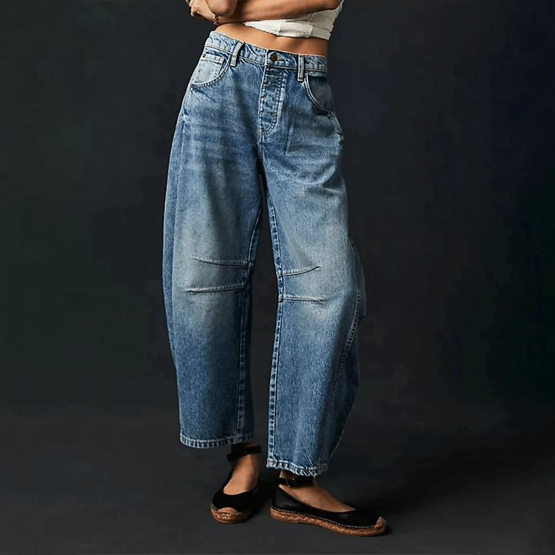 Jean taille haute à jambes larges pour femme