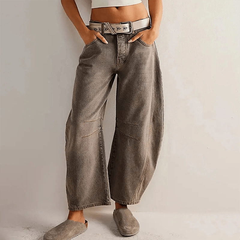 Jean taille haute à jambes larges pour femme