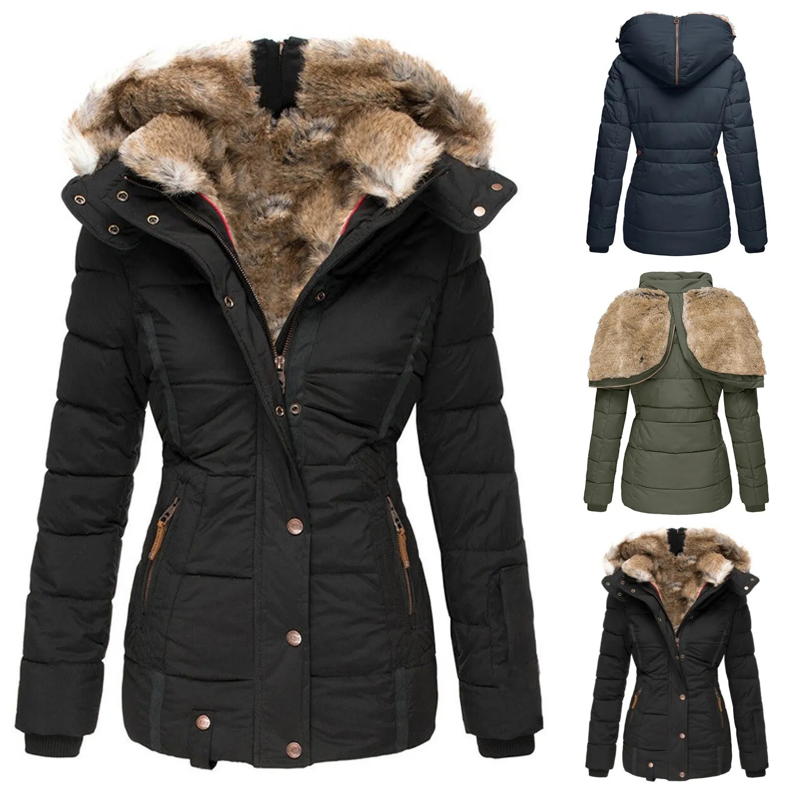 Femme Manteau Long Élégant à Capuche et Manches Longues