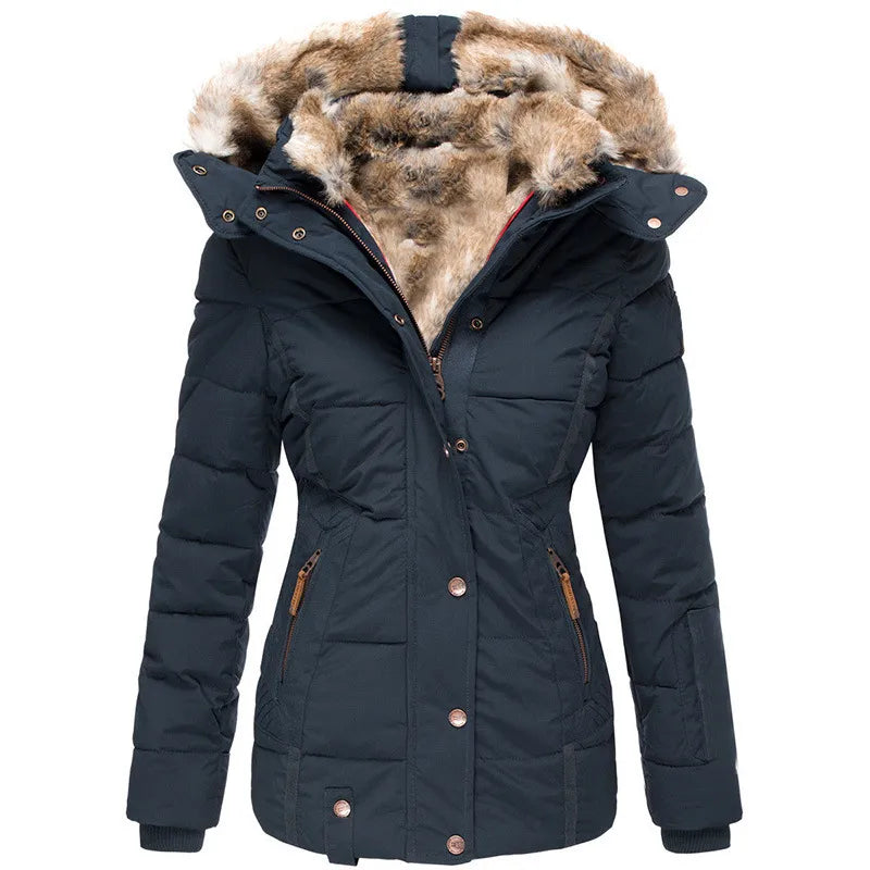 Femme Manteau Long Élégant à Capuche et Manches Longues