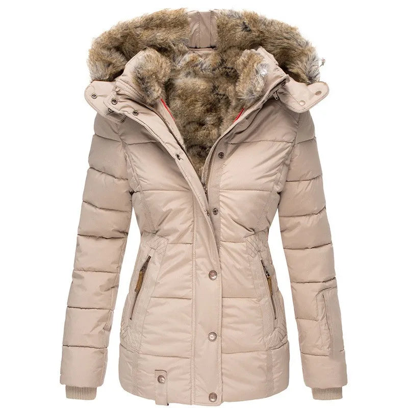 Femme Manteau Long Élégant à Capuche et Manches Longues